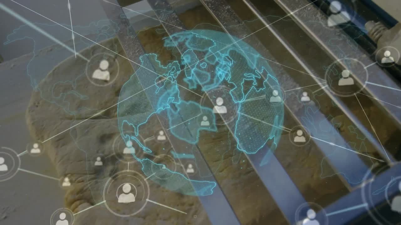 анимация глобуса, соединения и обработка данных