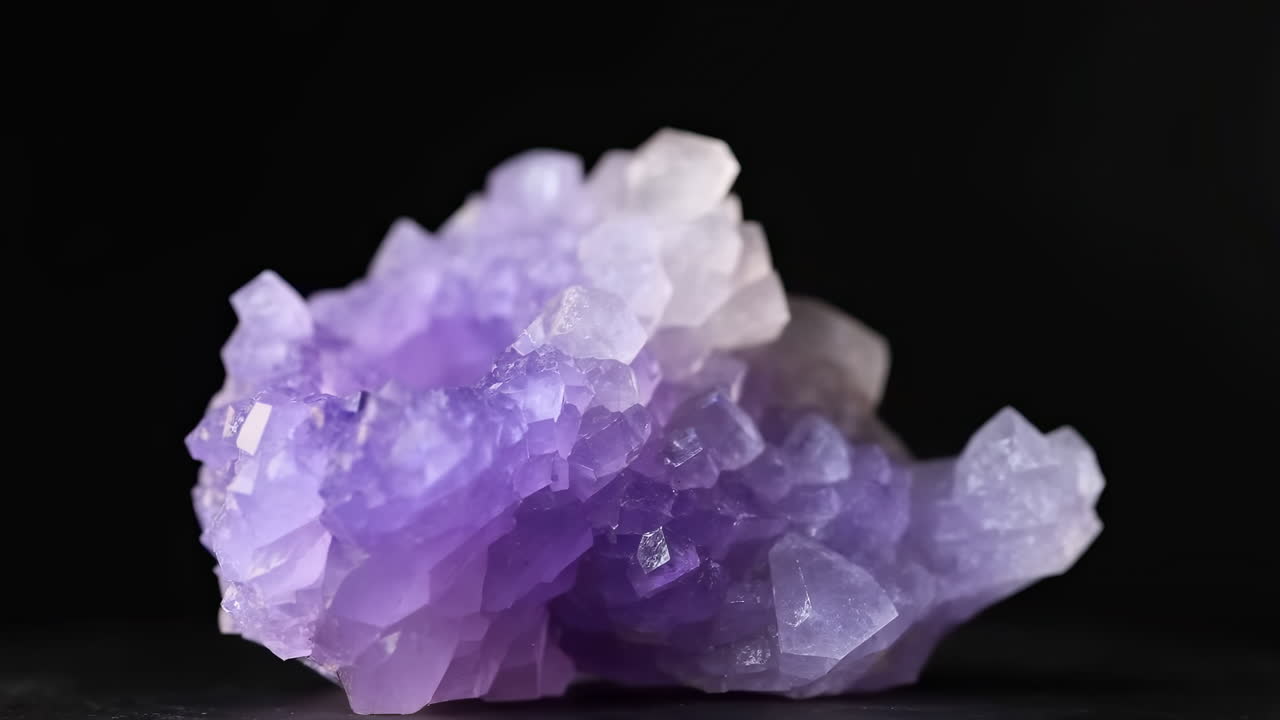 Primo piano di un geode di cristallo di ametista viola vivido