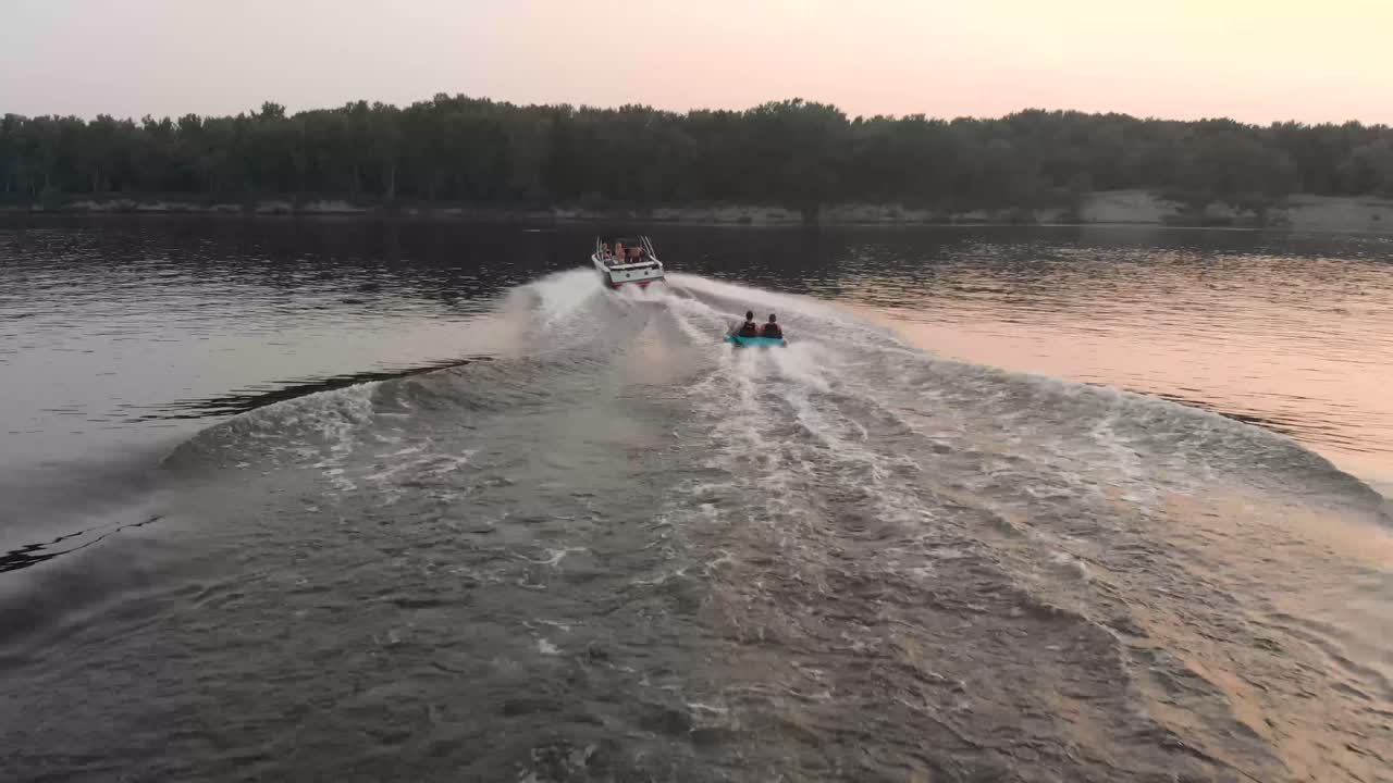 Tubing at sunset on the Mississippi River