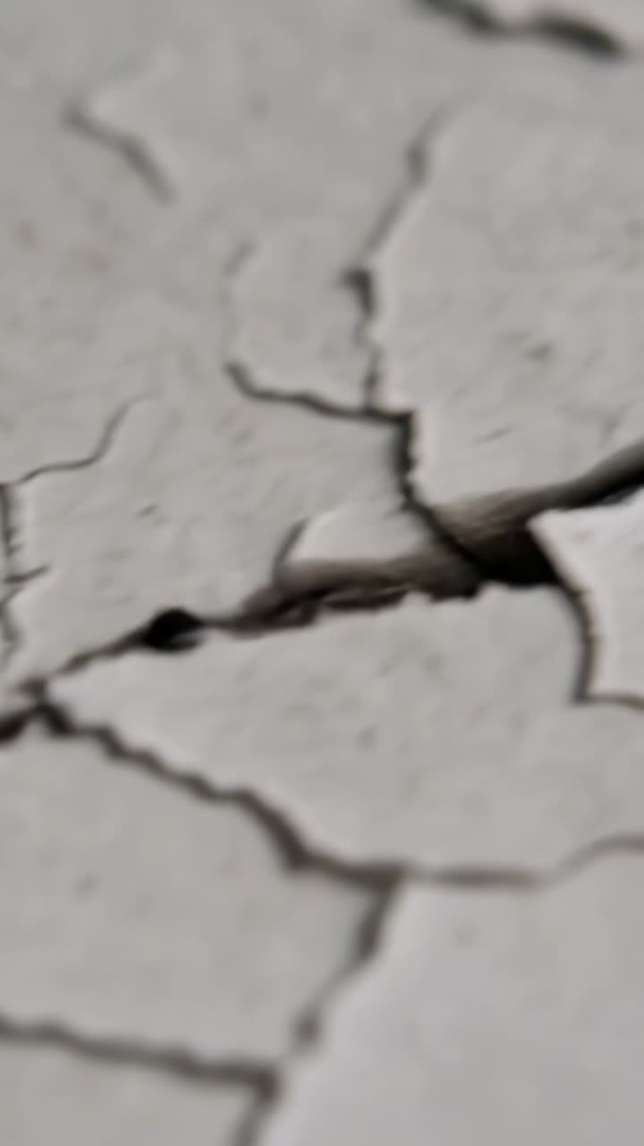 Vertical video: Nudging probe guiding black slug extending and slipping along macro cracked surface