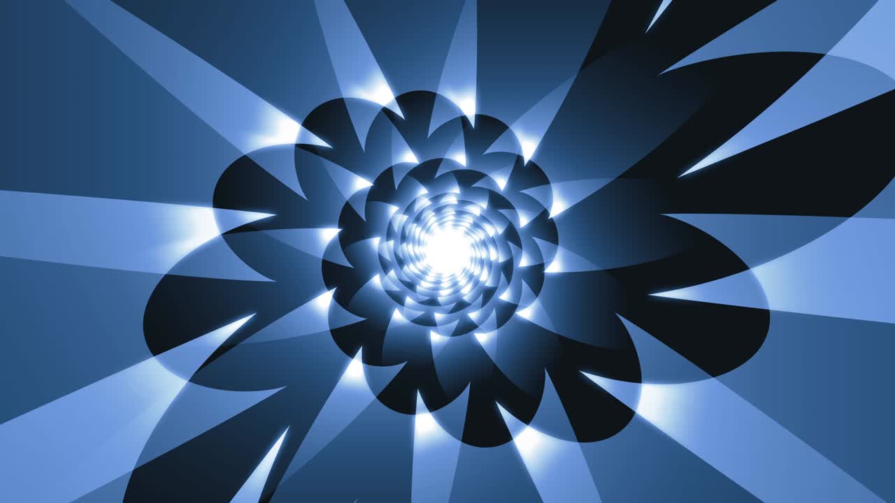 추상적인 파란색 나선형 최소한의 프랙탈 루프 애니메이션 터널 배경