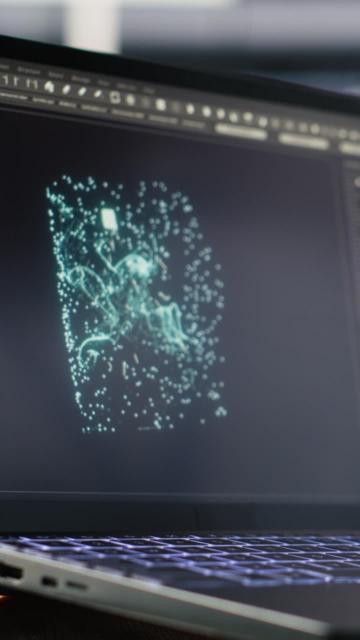 Vertical Video Close Up Of Data Center Admin Using Machine Learning Algorithms On Laptop