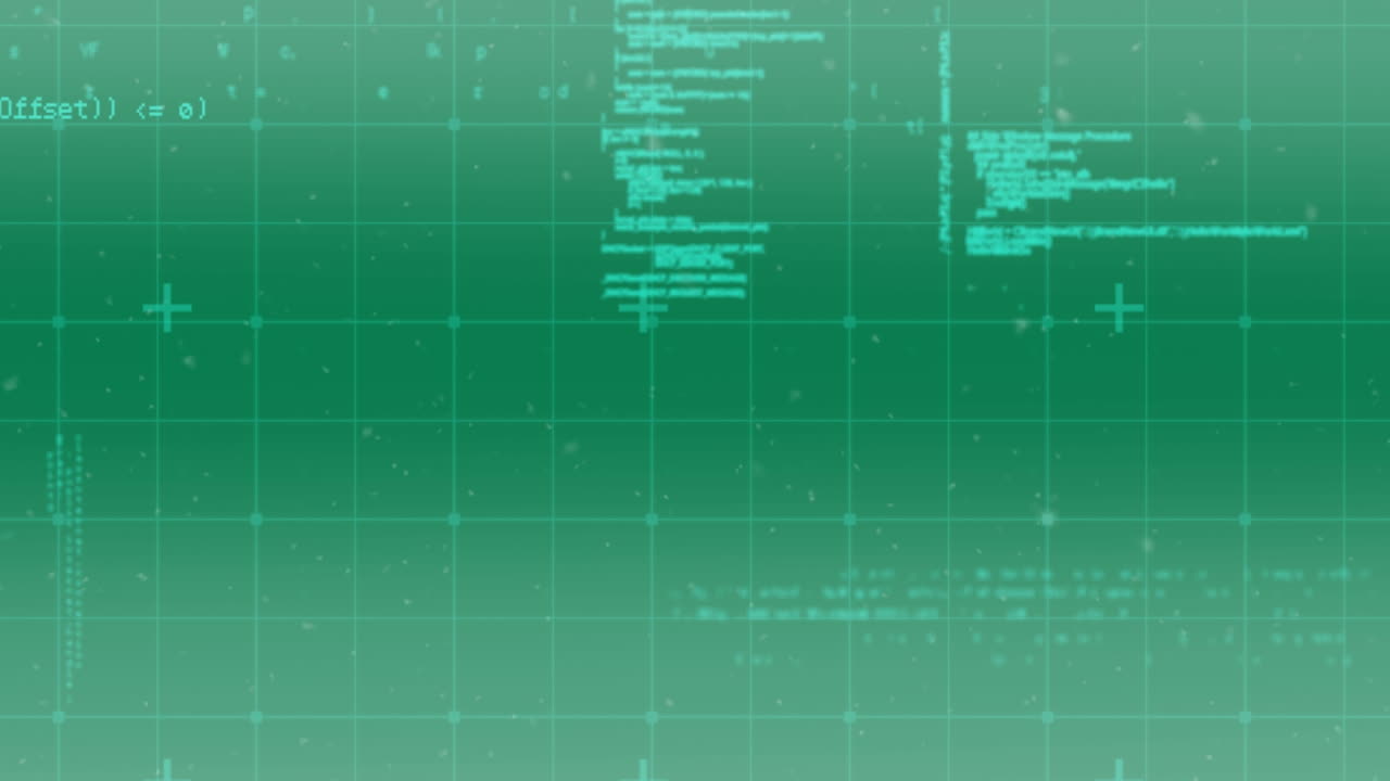 animación de formas púrpuras sobre fondo verde con procesamiento de datos