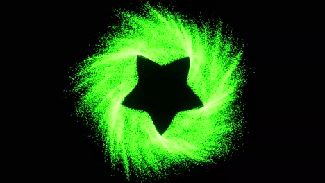 visual effects, vfx, green star portal on black background 3d animation