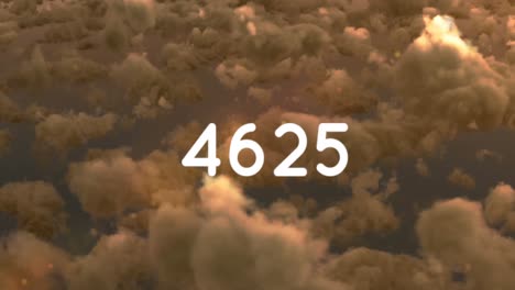 animation of counting numbers over clouds