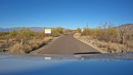 point of view - driving thru saguaro national park in arizona