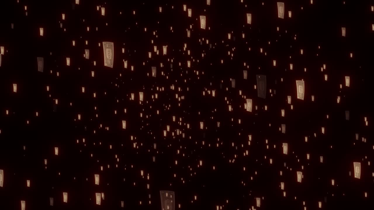 Multiple one-dollar bill notes floating in 3D Z-space red glow, representing finance, economy, wealth, and monetary concepts in a dynamic financial environment.