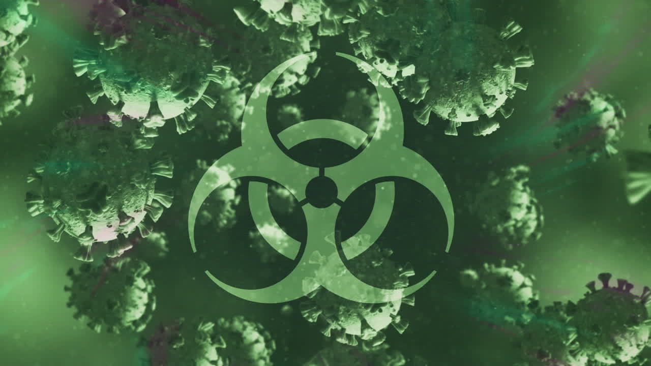 animación de la caída de las células de covid 19 sobre la advertencia cantar