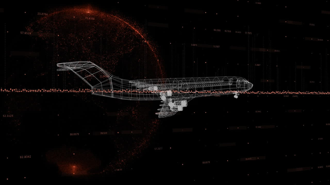 회전 하는 지구 에 대하여 비행기 의 3d 모델