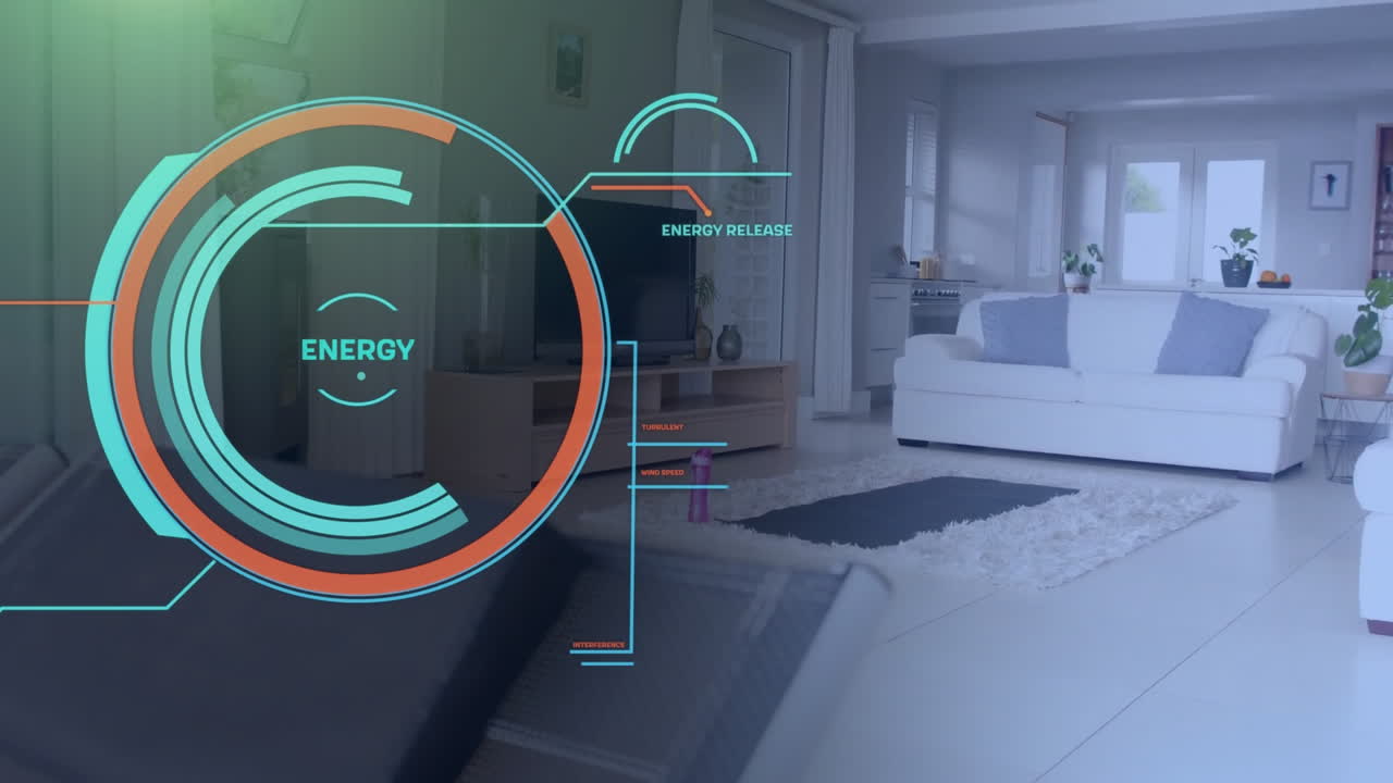 animación de la red de procesamiento de datos de conexiones a través de la sala de estar