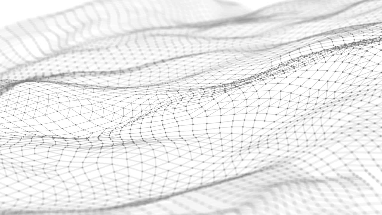 ondata dinamica con molti punti. sfondo di movimento astratto di punti. tecnologia o scienza. 3d rendering seamless loop. 4k