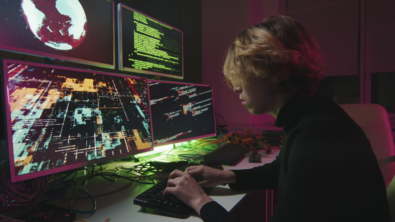 Female Hacker Creating Malware