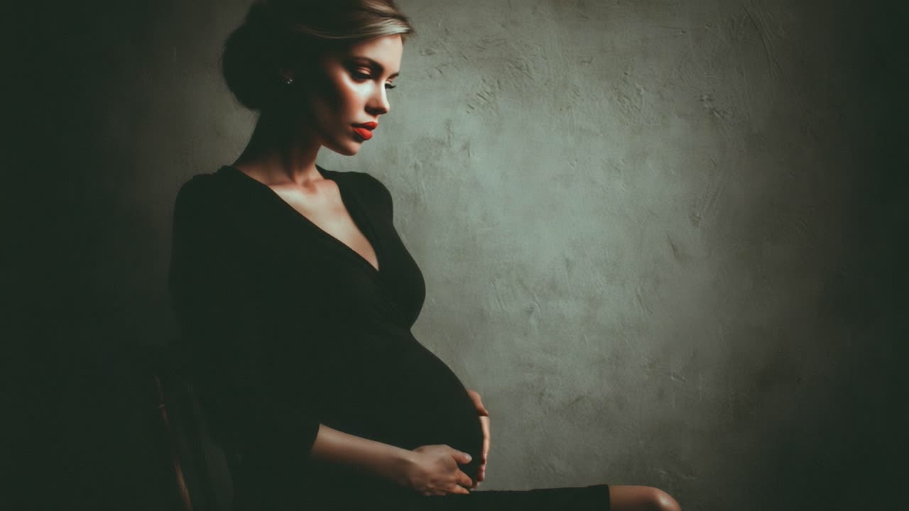 A Serene Expecting Mother: Capturing the Beauty of Anticipation and Maternity in a Thoughtful Portrait