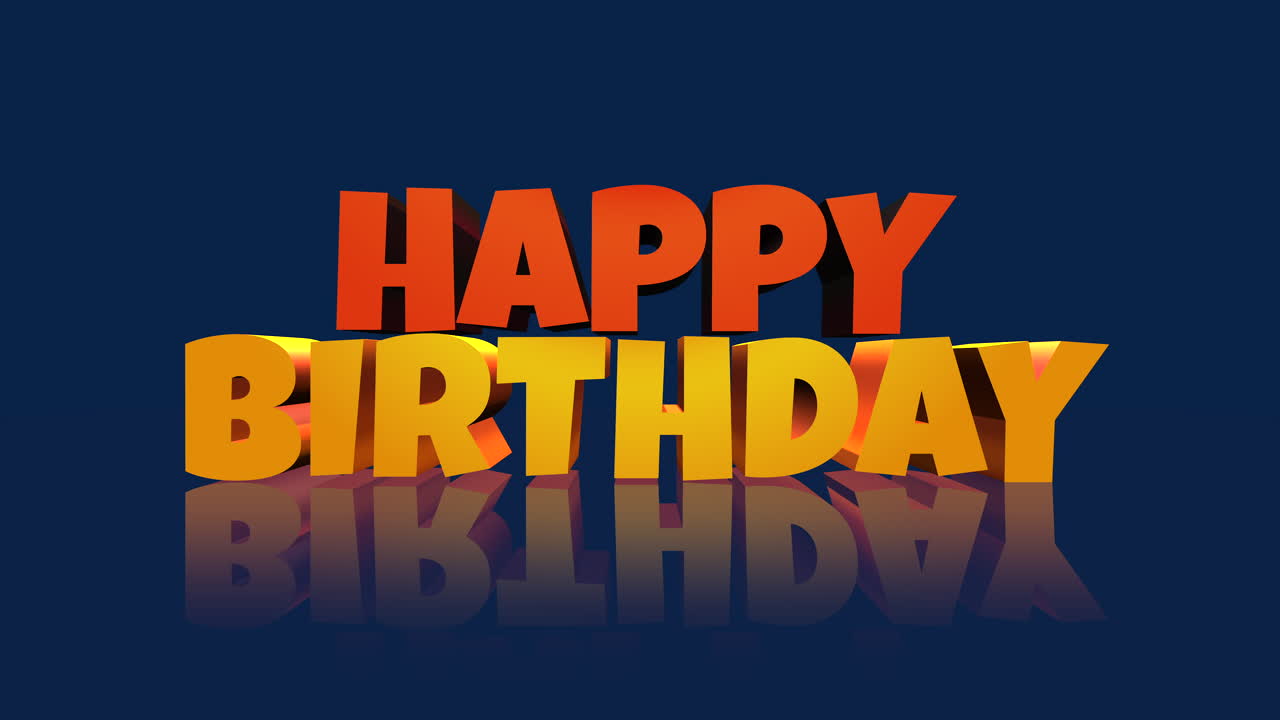 texto de felicitación de cumpleaños de dibujos animados en gradiente de moda azul