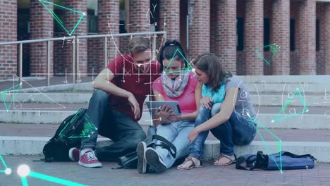 College-Studenten-Sitzen-Auf-Der-Universitätstreppe