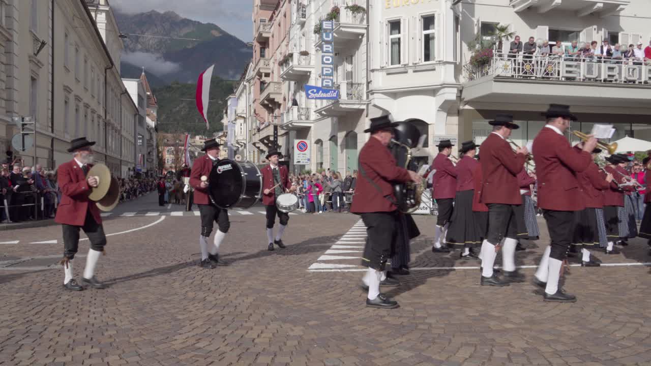 Brass band Stallehr-Bings-Radin at the annual Grape Festival, Meran - Merano, South Tyrol, Italy (part 3 of 3)