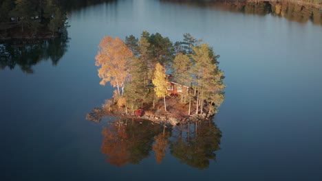 aerial view of the tiny island somewhere in norway