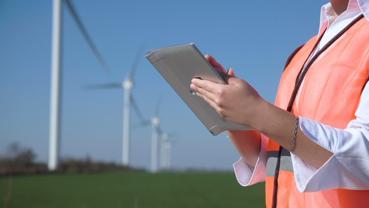 Engineer Monitoring Wind Turbines