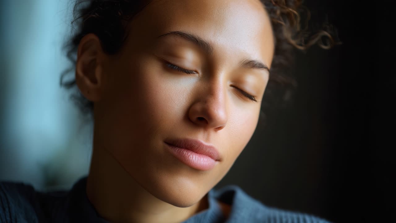A Series of Intimate Expressions Showcasing a Woman in Contemplation with Soft Lighting and Natural Background in Two Different Emotional States