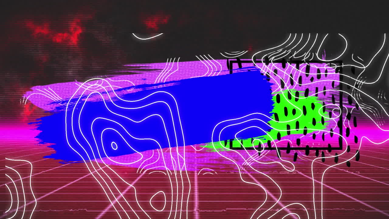 animación de formas abstractas coloridas e isohipses en el espacio digital