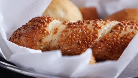 closeup of a sesame seed bread roll