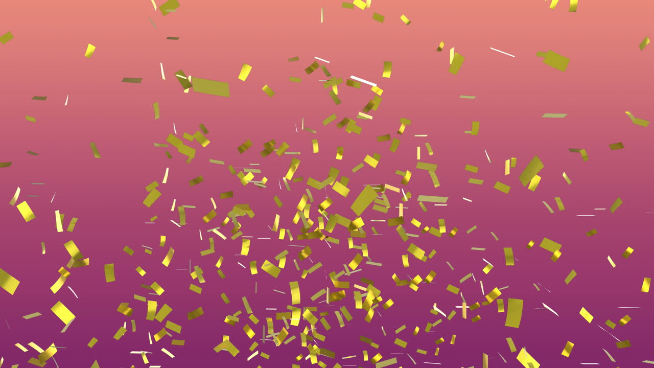 animación de confeti cayendo sobre un fondo de color rosa a amarillo