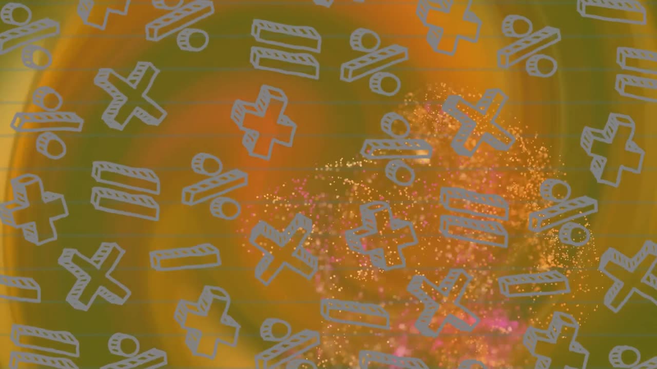 초록색 배경 위에 학교 물건과 에너지의 애니메이션