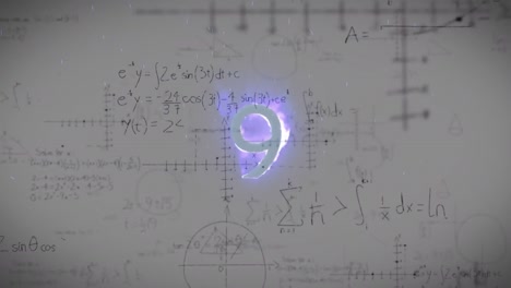 animation of mathematical equations over number countdown