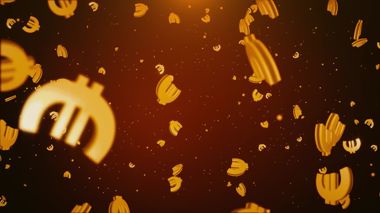 유로 화폐 기호 루프 배경 3d 애니메이션