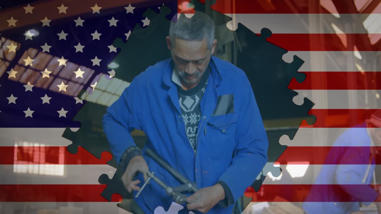 배경 에 있는 사람 위 에 흔들리는 미국  ⁇ 발 의 애니메이션