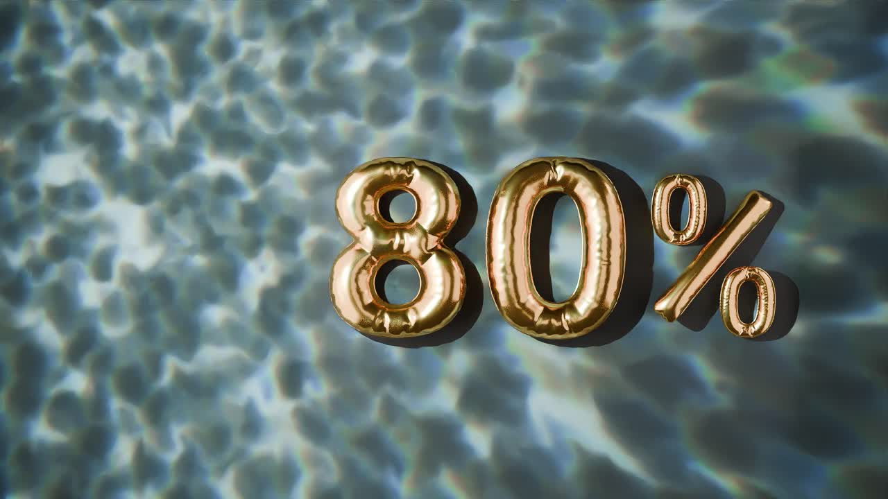 80% dorado flotando por encima de las ondas de agua en fondo negro