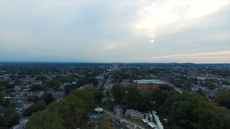 Drone-Skyline-shot-of-Lancaster,-Pennsylvania