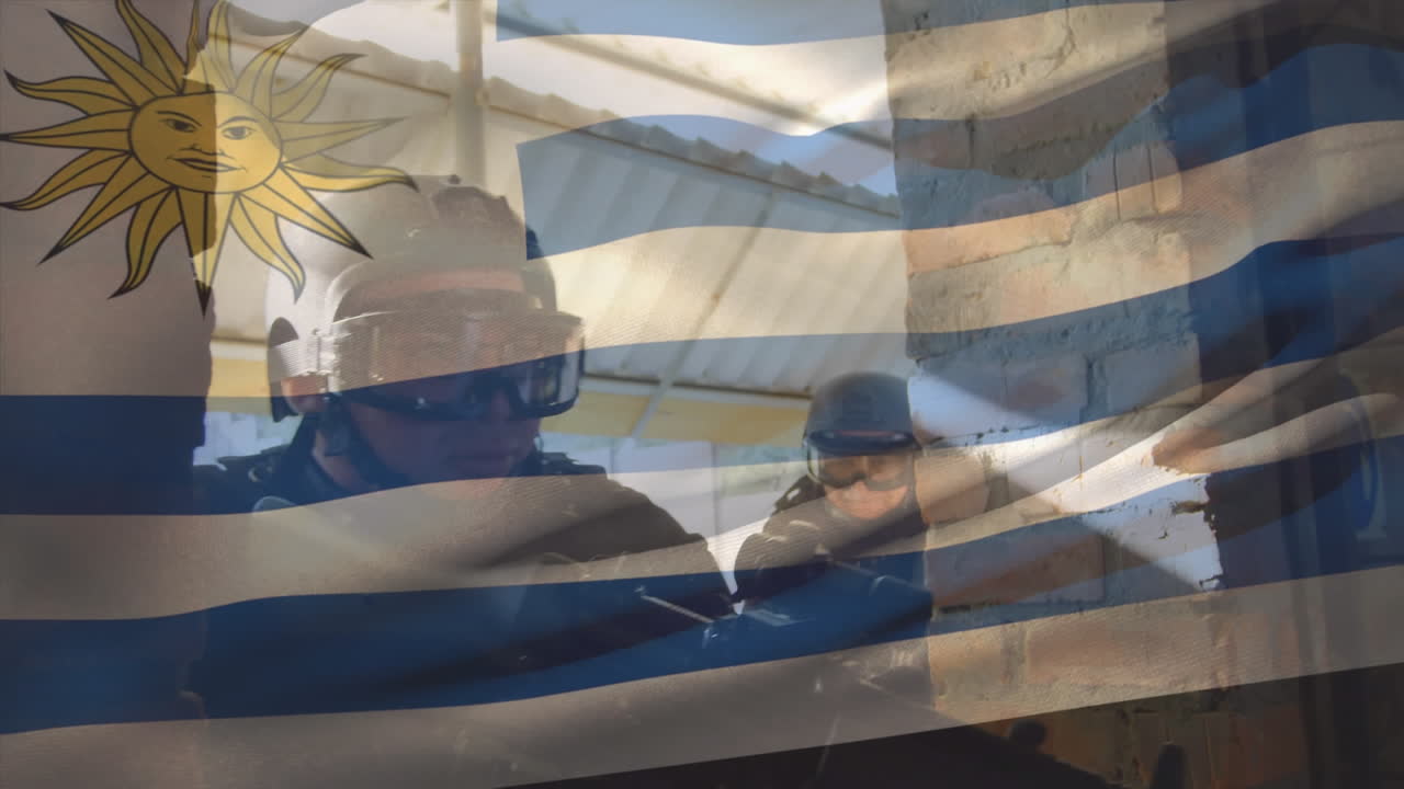 다양한 군인 위에 우루과이의  ⁇ 발의 애니메이션