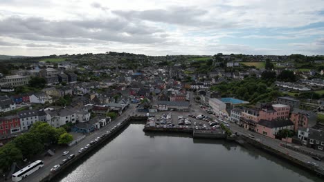 Kinsale-town-county-Cork-Ireland-panning-drone-aerial-view
