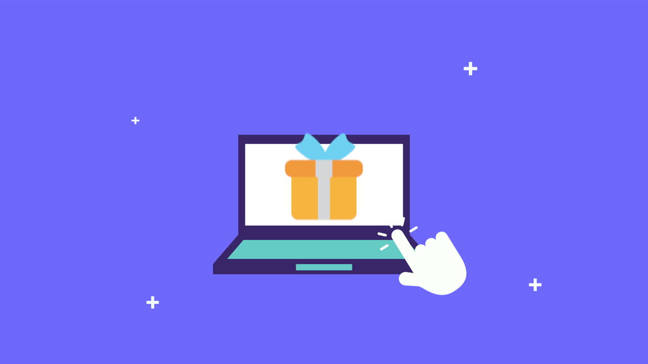comercio electrónico con portátil y regalo