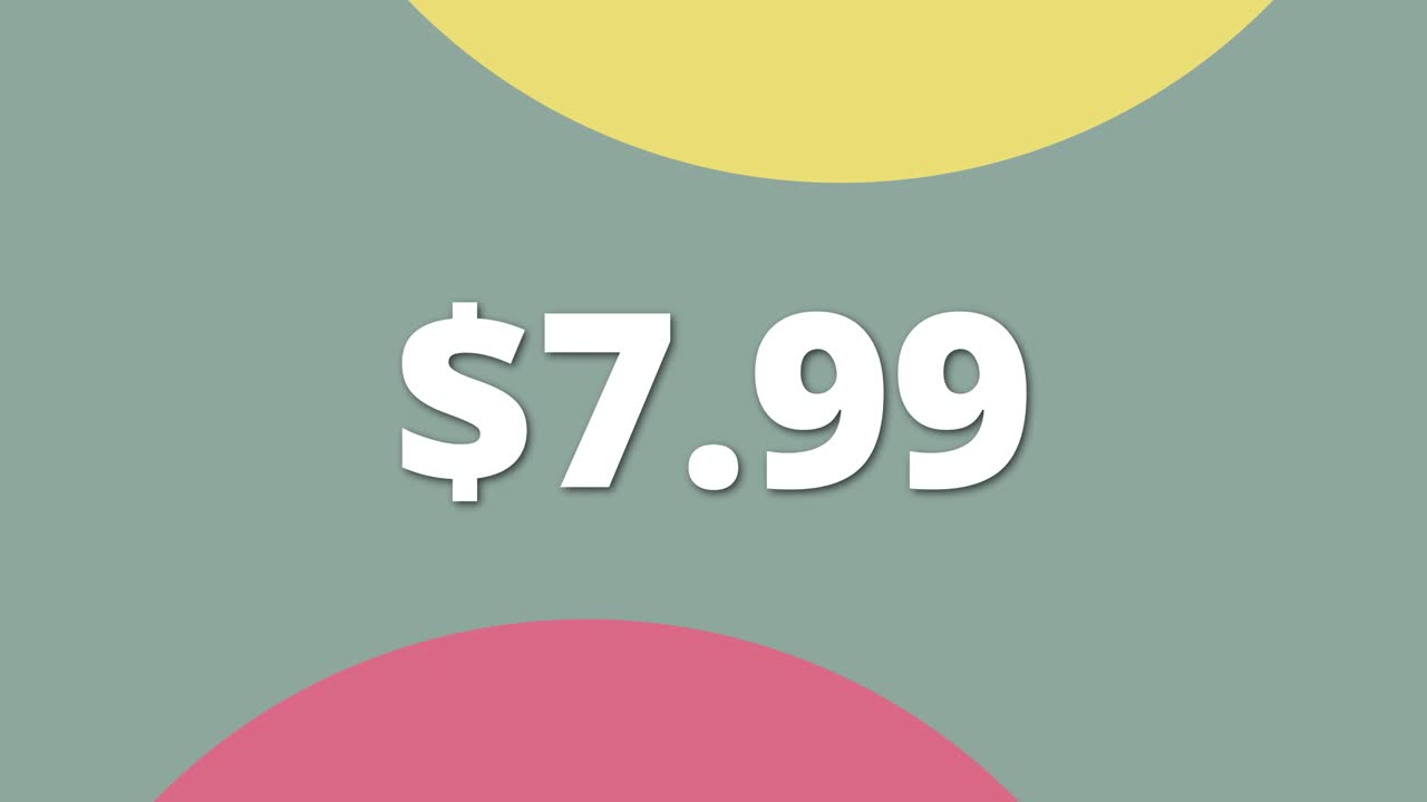 Motion graphic features a bold price tag set to 7.99 Great for highlighting product deals in online stores