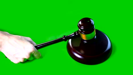 knock gavel wooden hammer green screen background