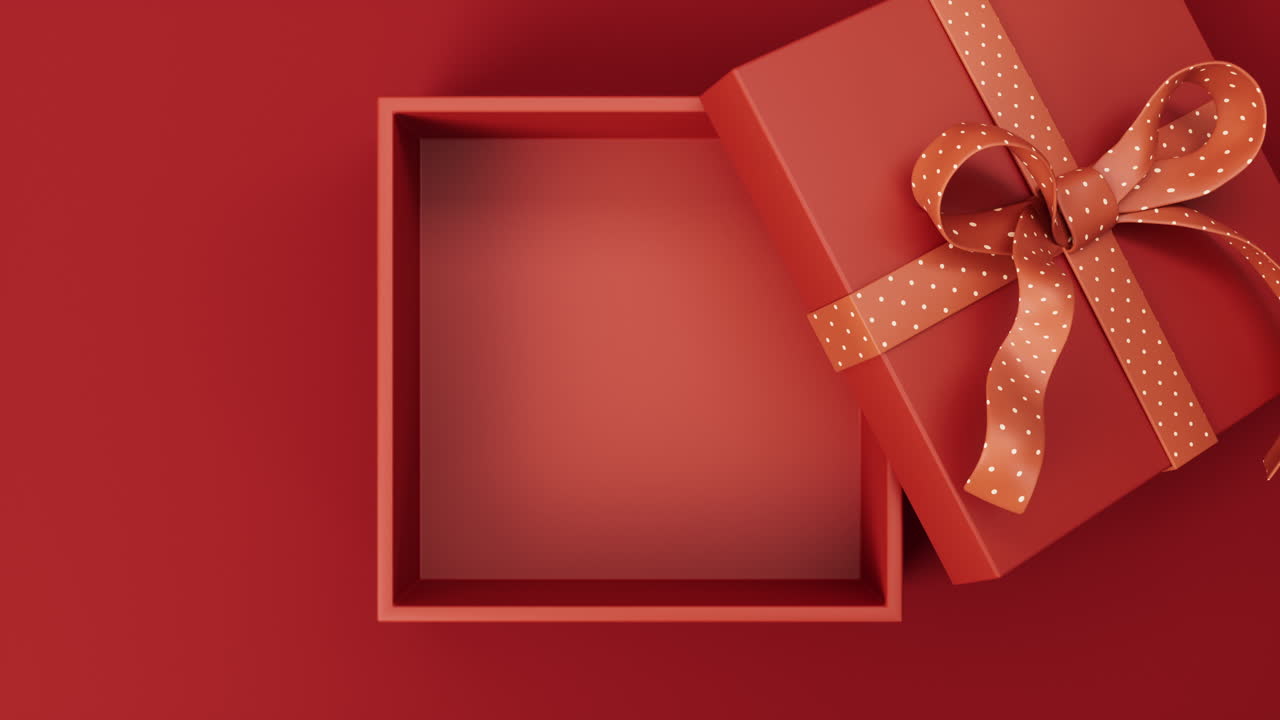 Opening red cartoon style gift box, 3d rendering.