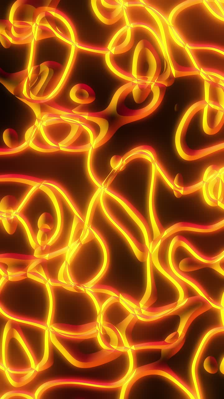 Animazione di anelli e nastri organici dorati fluidi. Loop continuo per temi di lusso o eleganti