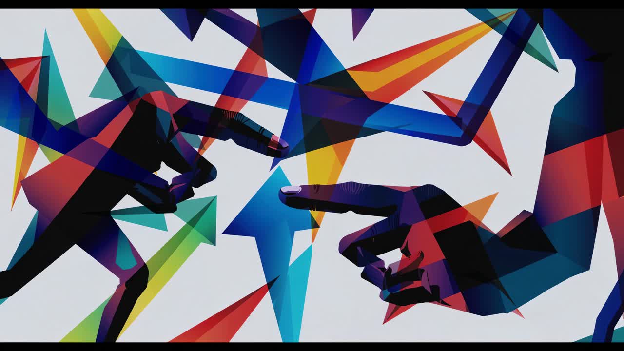 추상적인 손을 가리키는