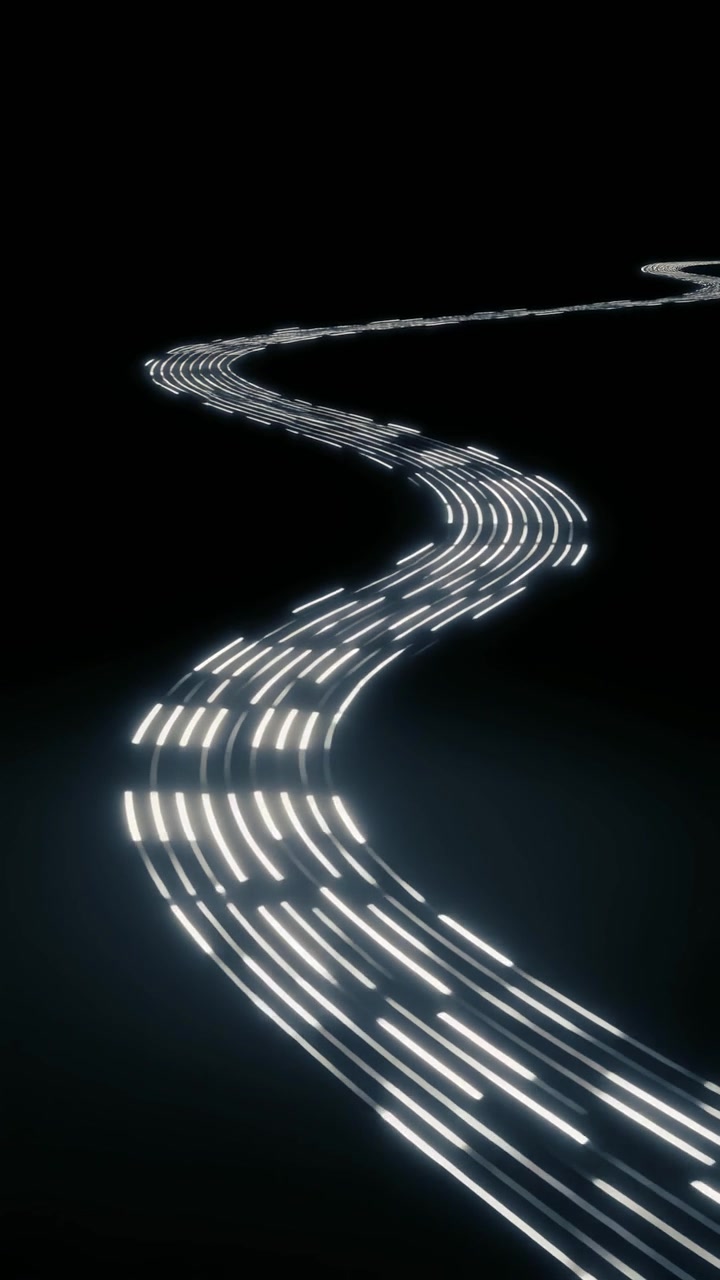 抽象發光光軌沿彎曲路徑移動