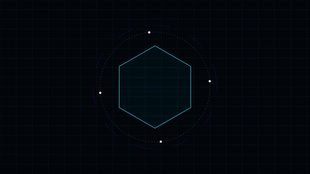 Abstract Digital Hexagon Interface with Rotating Elements