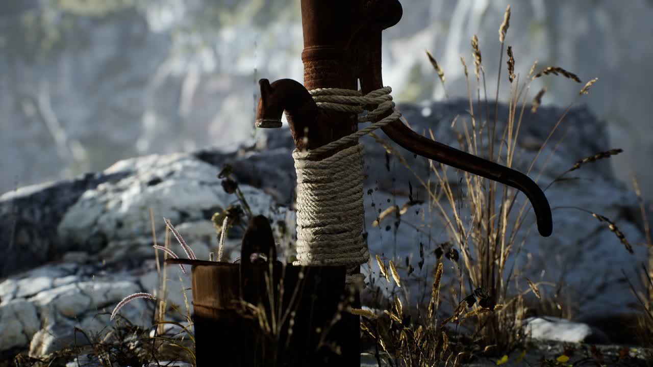 bomba de agua de mano retro oxidada