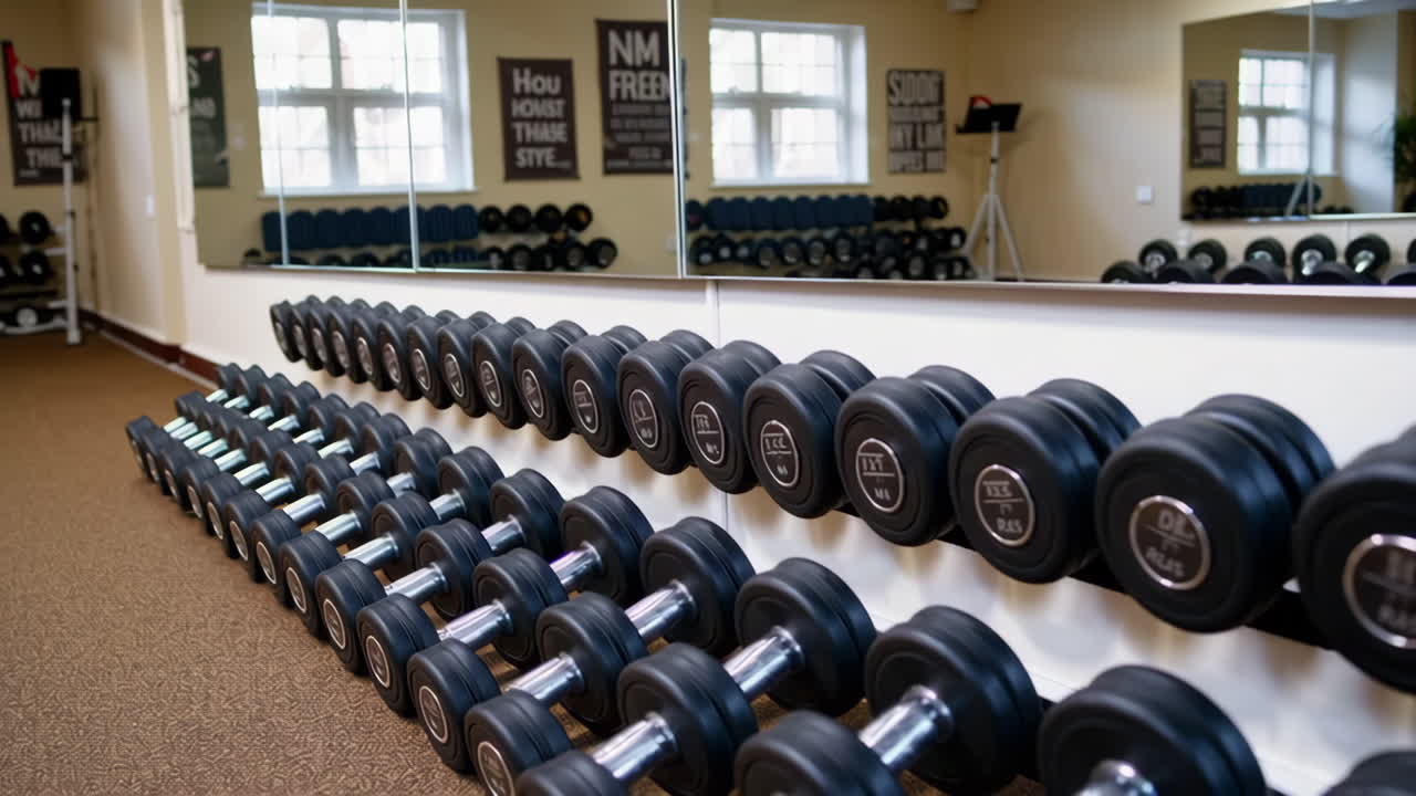 Dumbbells in a Gym
