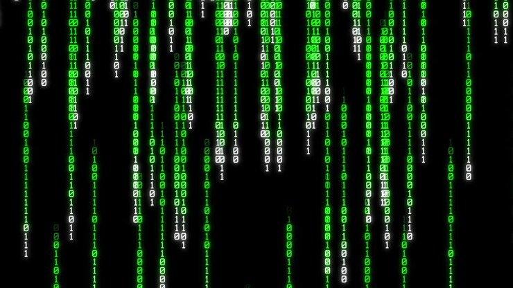 Binary rain, streams of green numbers, 4K abstract background, matrix effect