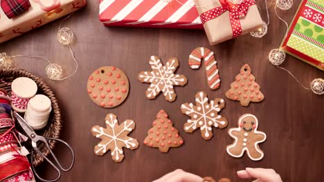 packaging traditional home made gingerbread cookies as food gifts.