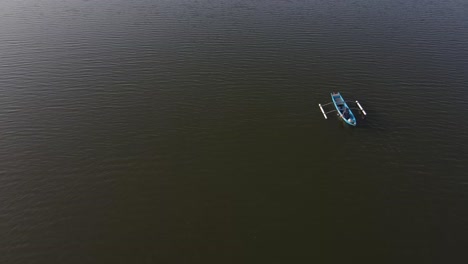 aerial view, fishing activity of fishermen fishing from boats in the reservoir.