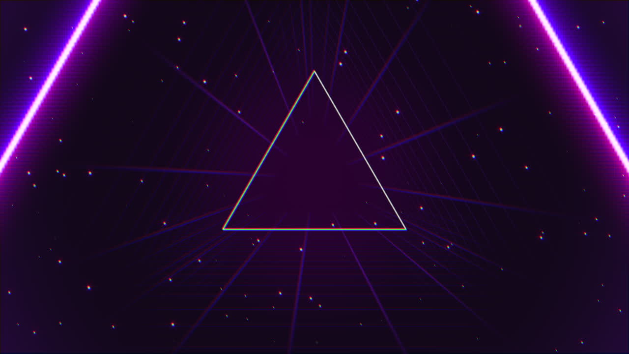 triángulo púrpura futurista vibrante con líneas de neón