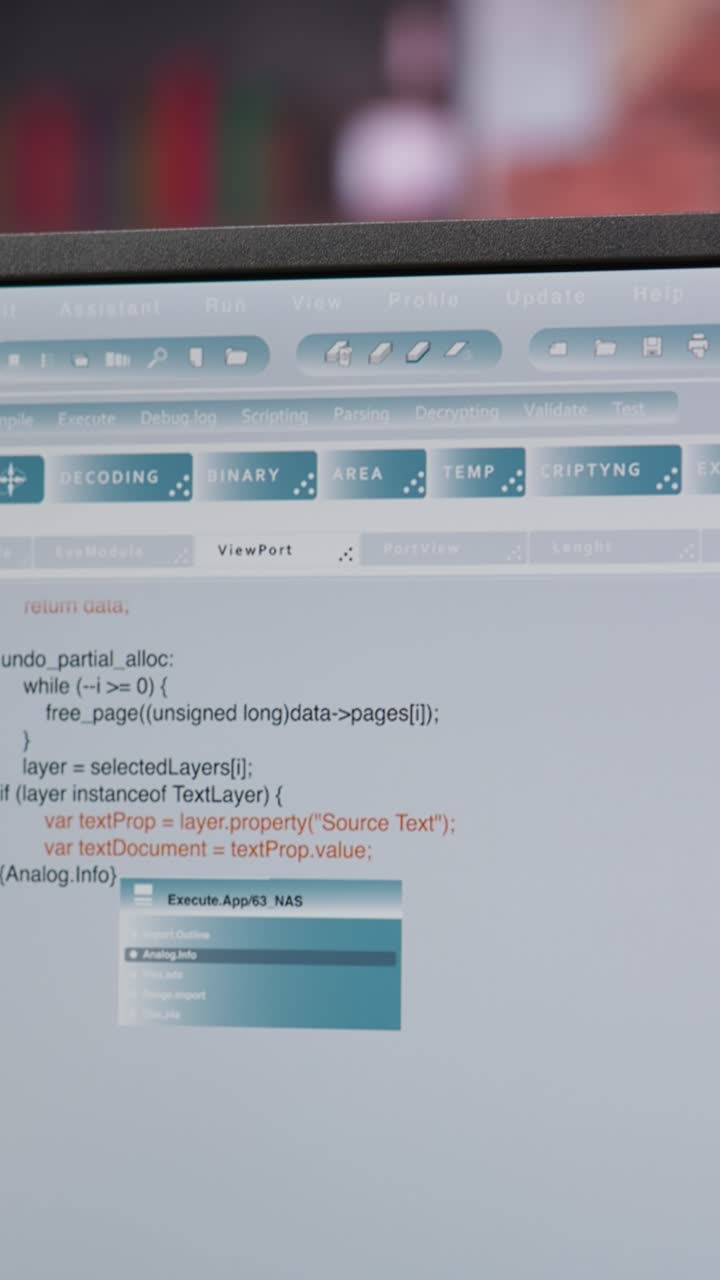 Vertical video Close up of person using coding application to write and test code