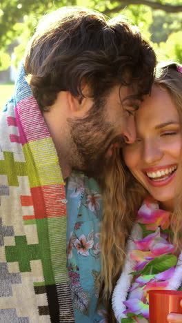 hipster couple smiling and posing